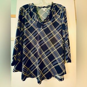 ☘️ Plaid V-Neck 3/4 Length Sleeve Blouse